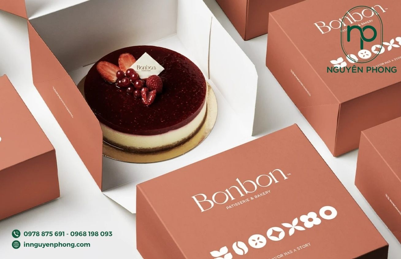 Mẫu hộp đựng bánh donut in logo